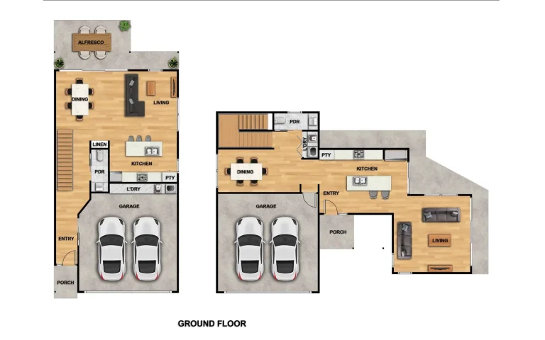 Rendering a 2D image based on the initial architectural plan.